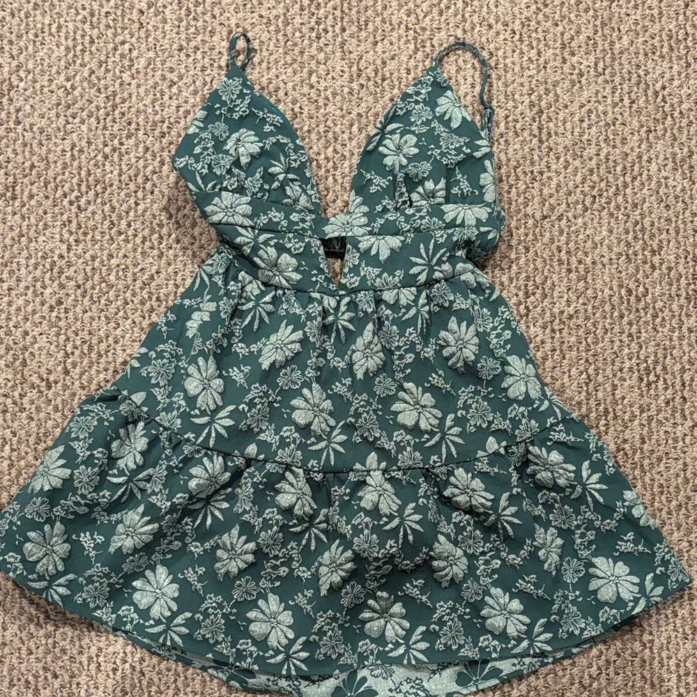 SHEIN Teal Floral Patterned dress